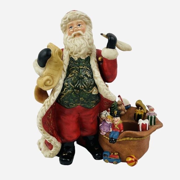 RETIRED Partylite Checking His List Santa Votive Tealight Holder Christmas Box - Picture 3 of 16